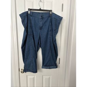 Lane Bryant Women’s Plus Size 22 Chambray Capri Crop Pants Blue Denim Cotton Ble